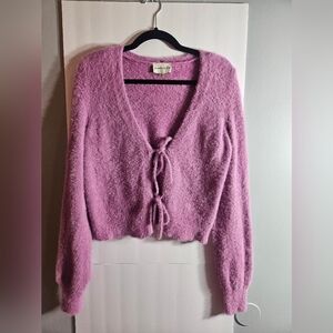 Freshman 1996 Light Purple Fuzzy V-Neck Sweater